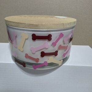 Dog Bone Pattern Glass Jar with Wooden Lid